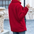thumbnail image 3 of Abrigo de invierno de forro polar sintético para mujer, color liso, manga larga, cierre de botones, chaqueta informal para oficina, trabajo, ropa exterior, compras, citas, rojo, 4XL, 3 of 5