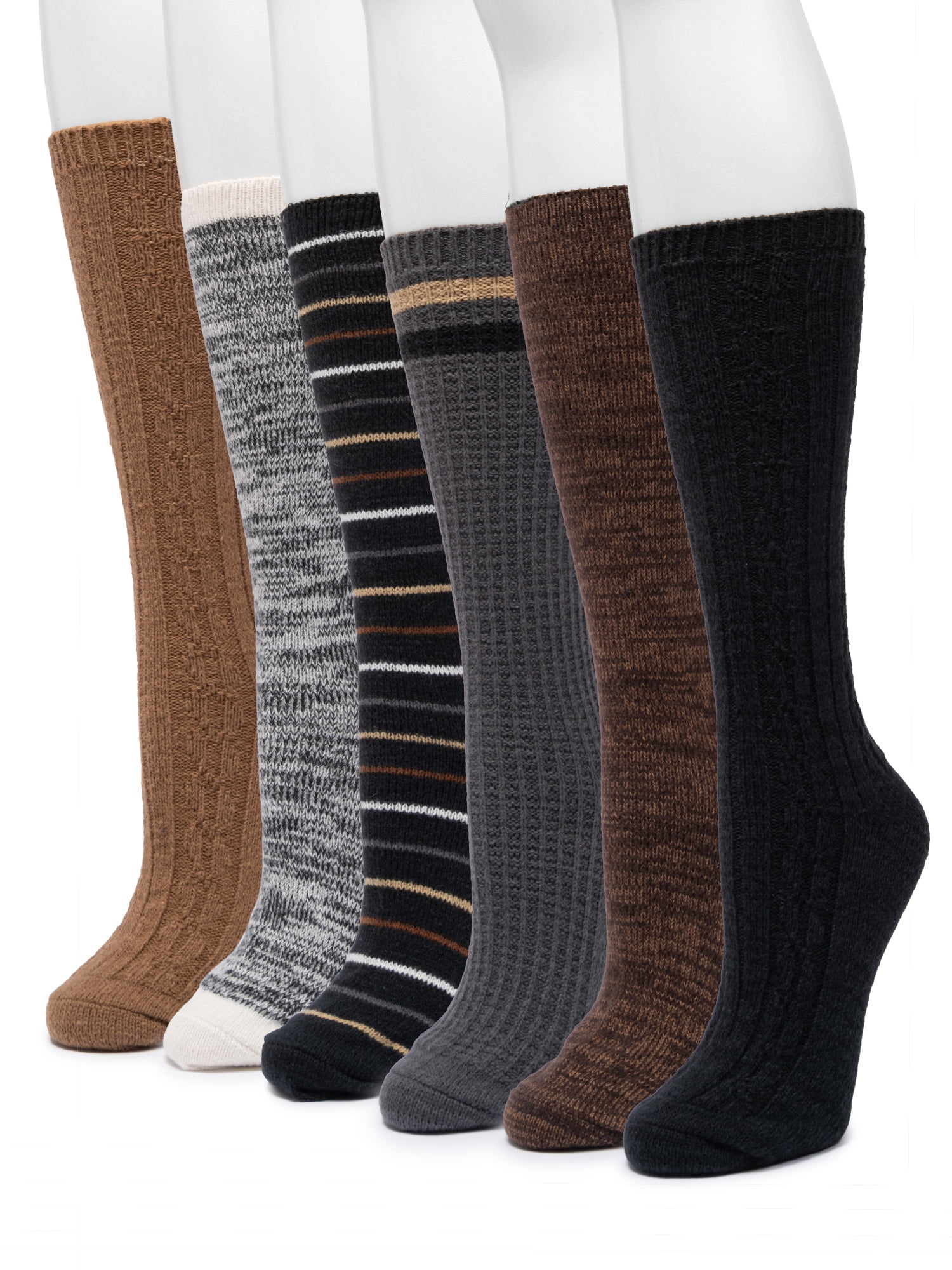 MUK LUKS Women's Fluffy Dream Tall Boot Socks, 6-Pack, OSFM