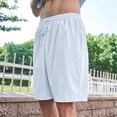 thumbnail image 2 of Hurxie Mens Basic Shorts with Pockets Basketball Gym Workout Plain Uniform PE Shorts White,M, 2 of 6