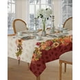 thumbnail image 2 of Swaying Leaves Bordered Fall Tablecloth Thanksgiving Maple Leaves Polyester Table Cover Watercolor Fall Pumpkins Table Cloth Farm Harvest Autumn Falling Leaves Table Cover for Autumn (60"×102"), 2 of 6