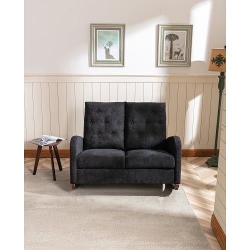 Upholstered Loveseat Rocking Chair with Side Storage Pockets