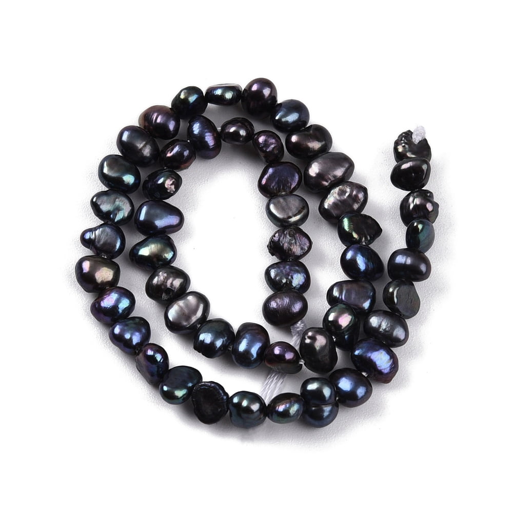 Natural Cultured Freshwater Pearl Beads Strands Dyed Two Sides Polished Prussian Blue 3~4x4~6x2.5~4mm Hole: 0.5mm about 52pcs/strand 7.87''(20cm)