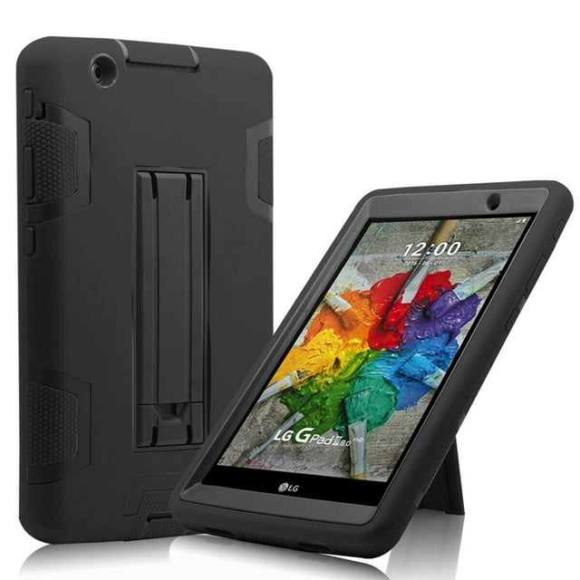 Mignova for LG G Pad III 3/Gpad X 8.0Case,Hybrid Shockproof Rugged Anti-Impact Drop Protection Cover Built with Kickstand Compatible with LG G Pad III 3 8.0/LG Gpad X 8.0 Tablet(Black+Black)