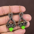 thumbnail image 2 of Natural Copper Green Turquoise Handmade Copper Wire Wrap Earring 2.28, 2 of 4