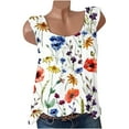 thumbnail image 2 of Brilliant Womens Sleeveless Tops Plus Size Women Casual CrewNeck Print Blouse Pullover Tank Tops Shirt (Blue,M), 2 of 6
