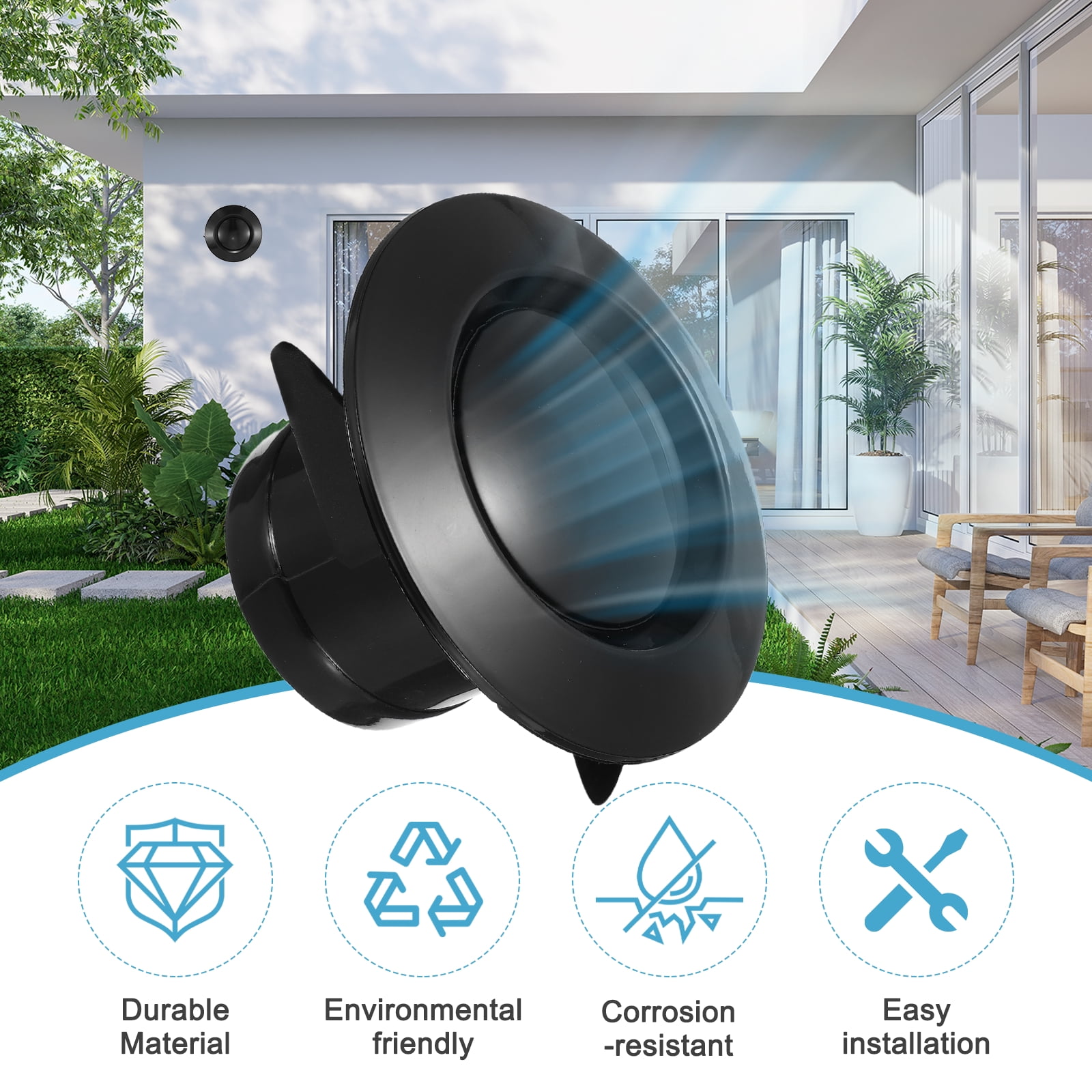 Uxcell 3 Inch Round Air Vent, 4pcs ABS Adjustable Soffit Exhaust Vent Cover, Black