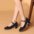 thumbnail image 4 of YDN Women Lovely Closed Toe Low Block Heel Pumps Chunky Adjustable Strap Buckle Mary Janes Fashion Ballroom Dress Shoes Size 8.5 Black, 4 of 4