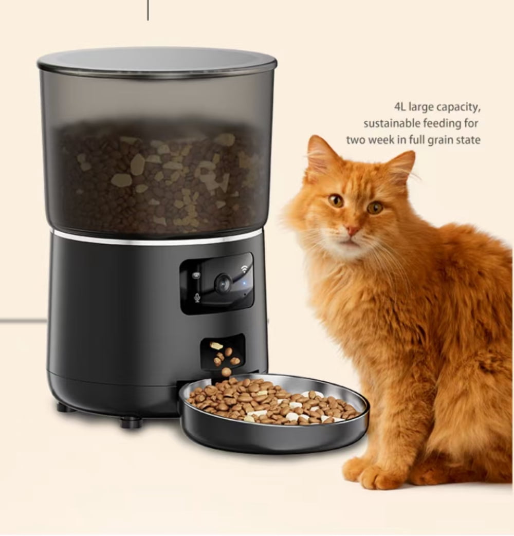 Automatic Cat Feeder 4L with 4GWiFi Timing, Cat Food Dispenser with Remote APP Control for Cats and Dogs