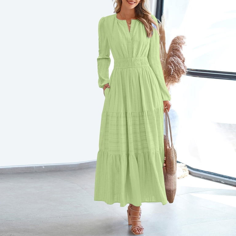 green emerald velvet dress OUGES 2025 Women Dress Fall Beige Casual Maternity Dress Crew Neck Long  Sleeve Pregnancy Must Have Business Wedding Guest Dress Lightweight Midi  Knit Sweater Dress (Beige,L) at Amazon Women's Clothing store main image 0