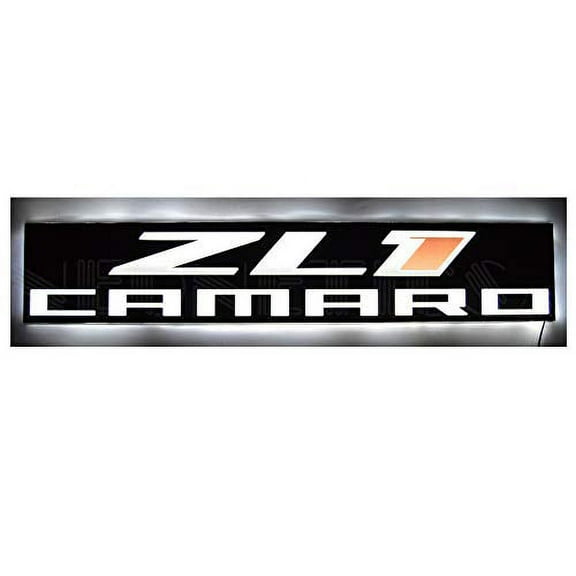 Chevy Camaro ZL1 Ultra Slim Led Wall Light Sign - Red, Black and White Logo with White LED Lights, Measures 36 inch by 7 inch by 3/8 inch Thick - 7LEDZL