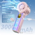 thumbnail image 6 of Portable handheld spray fan, 30000 RPM adjustable high-speed turbine personal fan, 3000mAh USB rechargeable mini spray fan, with LED lights, suitable for office/travel/shopping/concert-Pink, 6 of 10