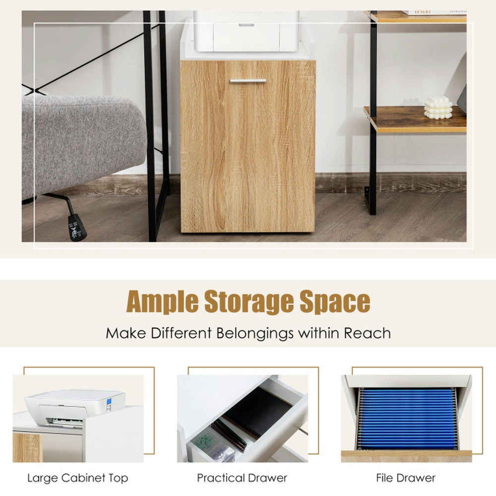 Demi Bonn 2 Drawers Mobile File Cabinet with Wheel, Filing Cabinet for Letter Size, White