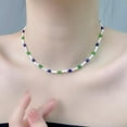 thumbnail image 4 of 14K Gold Bamboo Bead Necklace, Vintage Green Jade and Shell Bead Design Necklace, Timeless Jewelry for Women, 4 of 6