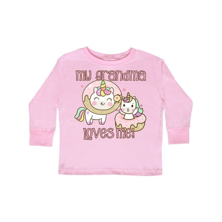 

Inktastic My Grandma Loves Me Unicorns Gift Toddler Boy or Toddler Girl Long Sleeve T-Shirt