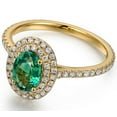 thumbnail image 3 of Vintage 2 Carat Emerald and Diamond Double Halo Engagement Ring in Yellow Gold, 3 of 4