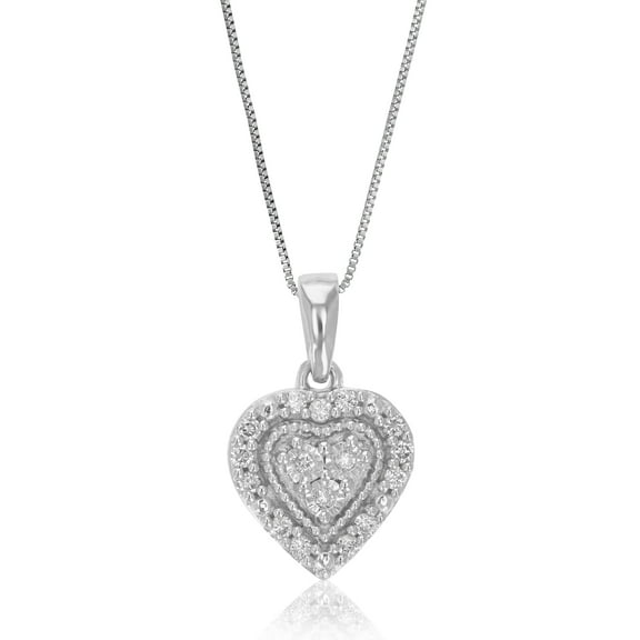 Vir Jewels 1/10 CTTW Lab Grown Diamond Heart Pendant Necklace in Sterling Silver with Chain For Women
