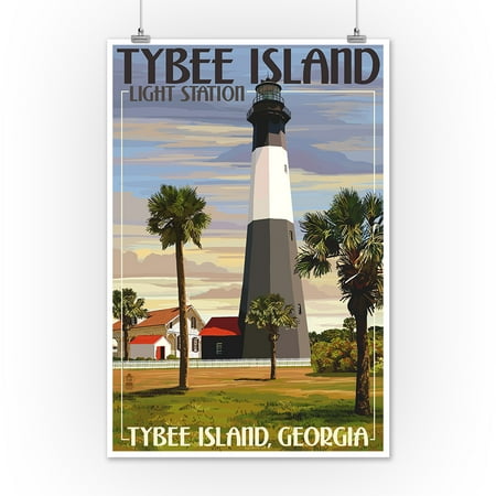 Tybee Island Light Station, Georgia- Lantern Press Artwork (12x18 Art Print, Wall Decor Travel ...