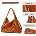 thumbnail image 6 of HONGLONG Tote Shoulder Bag Zipper Crossbody Bag for Women，Leather Handbag for Travel Work and School，Brown, 6 of 9