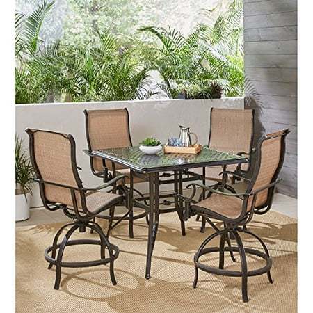 Hanover MANDN5PCSQBR Manor 5-Piece High Set with 42 in. Cast-top Dining