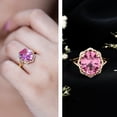 thumbnail image 3 of Rosec Jewels Lab Grown Pink Sapphire Oval Engagement Ring with Diamond - 10X12 mm - Vintage Style Ring - AAAA Quality Certified, 14K Yellow Gold, US 12.00, 3 of 8