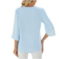 thumbnail image 4 of yillto Women Chiffon Blouse 3/4 Sleeve V Neck Buttons Loose Shirts Causal Business Work Office Tshirts, 4 of 4
