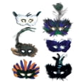 thumbnail image 2 of Party Central Club Pack of 12 Blue and Black Fanci-Feather Unisex Adult Halloween Masks - One Size, 2 of 2