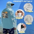 thumbnail image 4 of SEANATIVE Sun Protection Fishing Shirts for Men Long Sleeve Hooded Rash Guard Men's Outdoor Fishing Apparel for Swimming Surfing Kayaking Hiking, 3XL, Camouflage Light Blue, 4 of 7