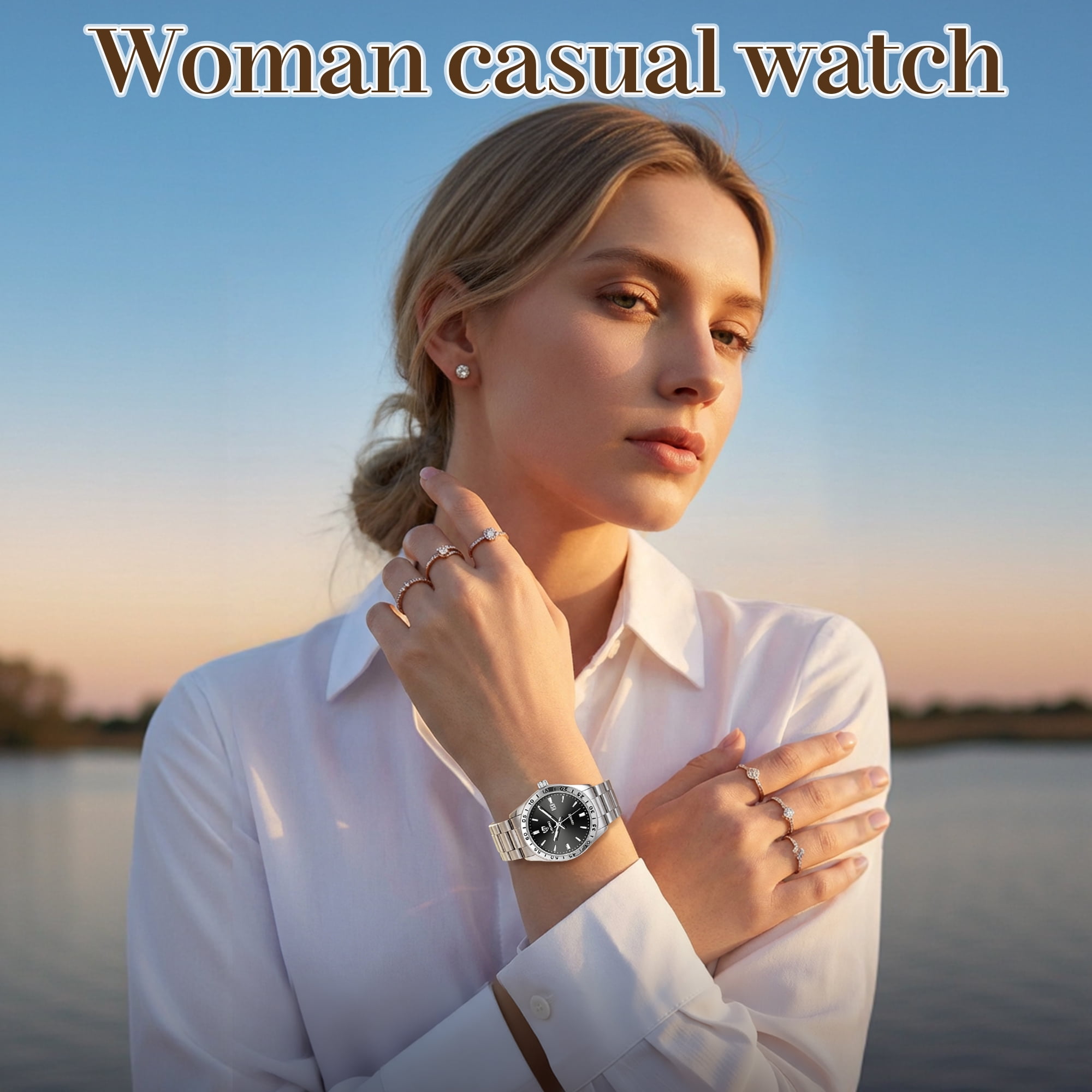 SKMEI Watches for Women Luxury Dress Analog Quartz Women Wristwatch Waterproof Luminous Date Stainless Steel Ladies Watch
