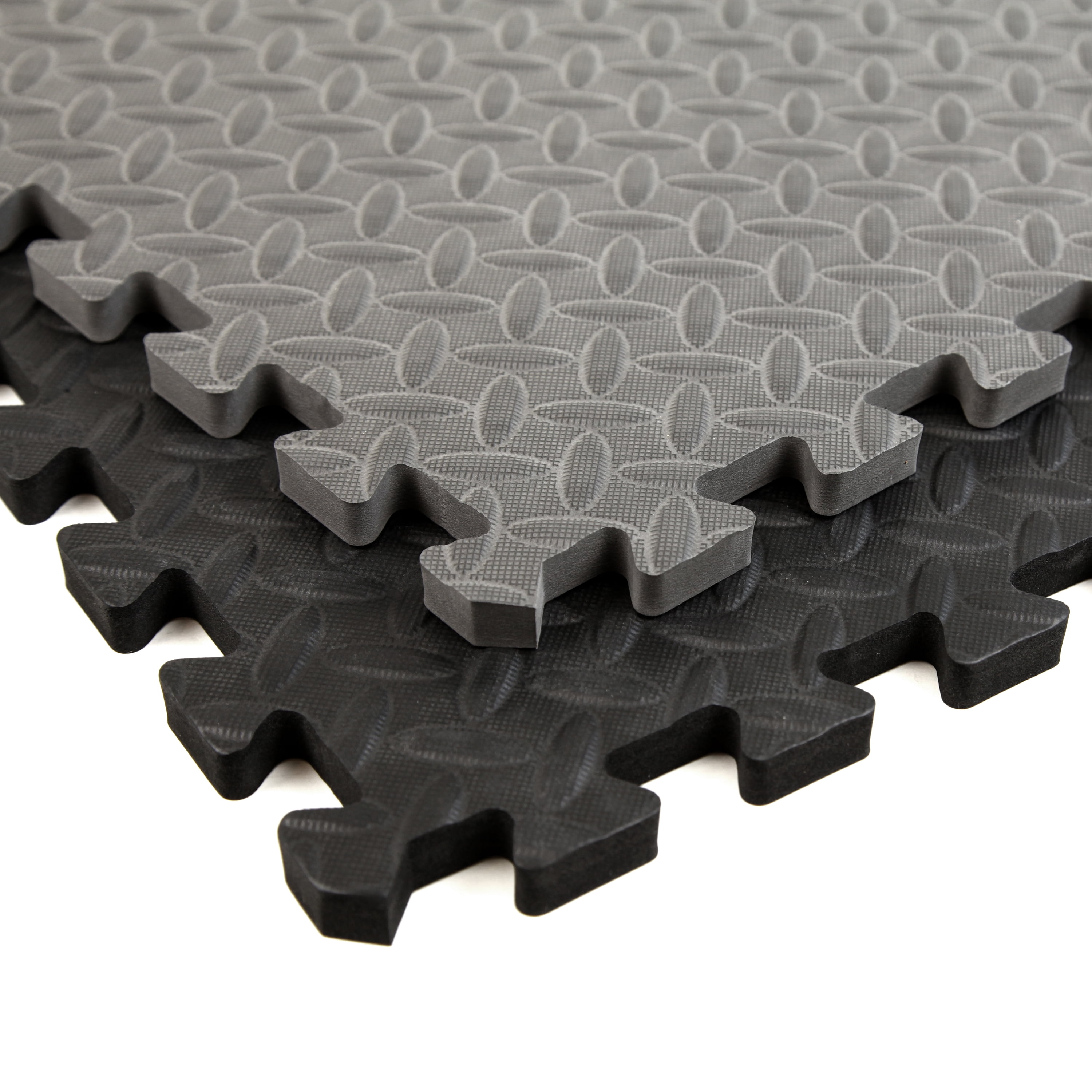 FlooringInc 5/8" Thick Diamond Soft Anti Fatigue Interlocking Foam Tiles, 2ftx2ft, 4 Tile, Black