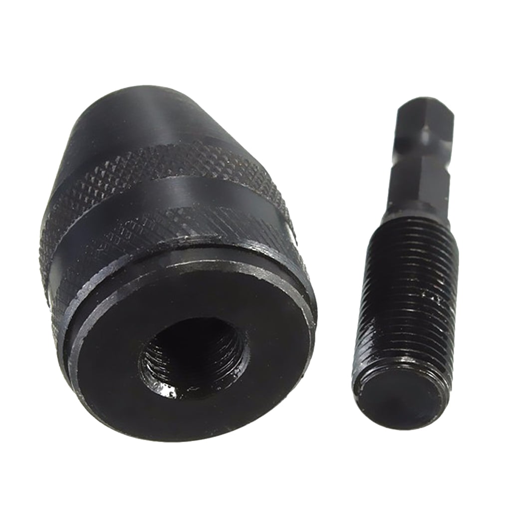 and 1/4" shaft for 1/4-28 threaded bits 1-6"  Drill extension with 7/16" dia 