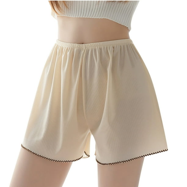 Yuyuzo Women s Elastic Waist Pajama Bottom Sleepwear Lounge Shorts Soft Comfy Pajama Shorts Loose Fit Beige