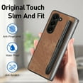 thumbnail image 3 of Nalacover Case for Samsung Galaxy Z Fold 5, Slim Vintage Cloth Case for Galaxy Z Fold 5 with S Pen Holder, Shockproof Anti-Scratches Anti-Fingerprints Full Protection Folding Cover,Brown, 3 of 9