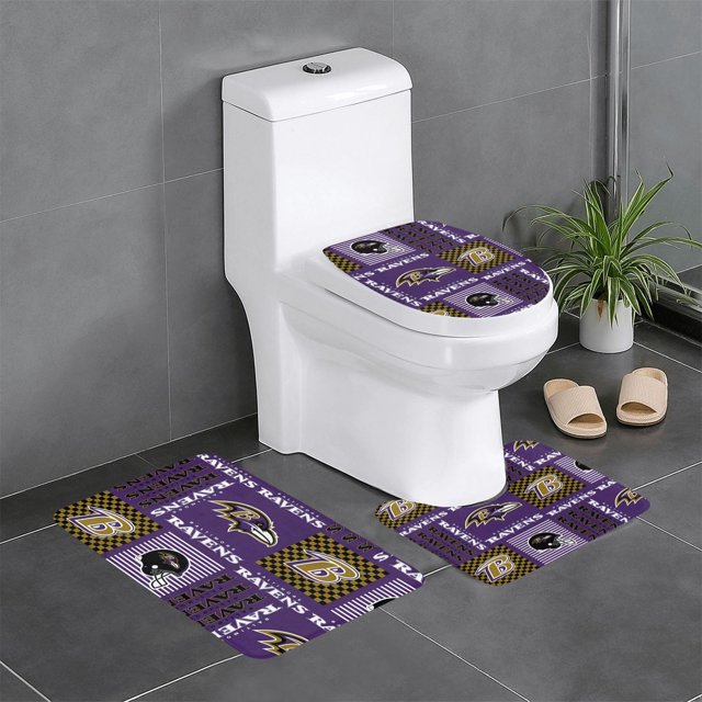 Juego de alfombras de baño de 3 piezas Ravens Team Alfombra antideslizante para baño de 24 x 16 pulgadas