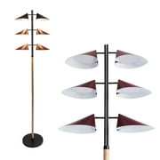 Brightech Ivo 65" LED Japandi-Inspired Floor Lamp With Oak Stem And Red Shades