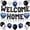 Black Blue Silver, variant on Welcome Home Decorations Black Red,Welcome Home Foil Balloon Banner with Confetti Balloons,Red Heart Balloons for Housewarming Baby Shower Home Family Party Supplies
