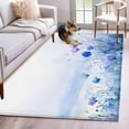 thumbnail image 3 of 4x6 Area Rugs, Blue Flower Non-Skid Rubber Backing Large Rectangle Rugs - Living Room Bedroom Home Office, Modern Pastoral Watercolor Oil Painting Indoor Floor Mat Carpets Washable Rug, 3 of 9