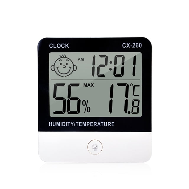Amdohai Digital Thermo-Hygrometer Thermometer Hygrometer Indoor Room Temperature Humidity Gauge Meter Alarm Clock LCD Display