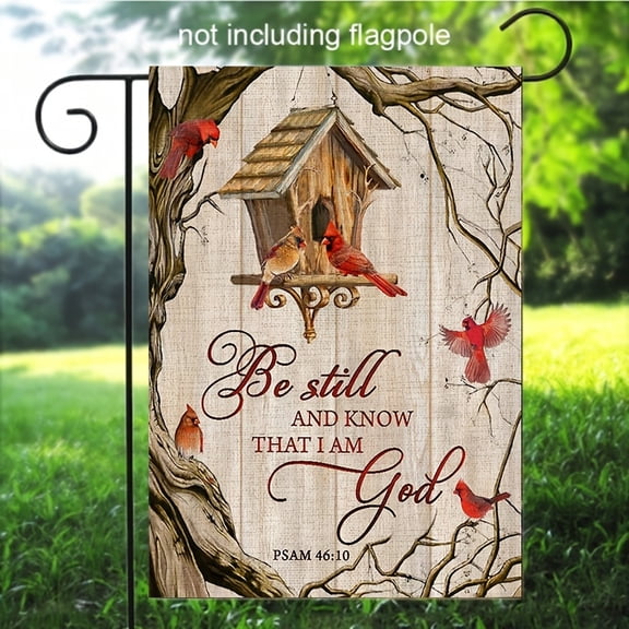 1pc, Bible Verse Garden Flag Be Still and Know That I Am God Garden Flag 12x18 Double Sided Burlap Spring Garden Flags for Outside Holiday Yard Decoration(ONLY FLAG)