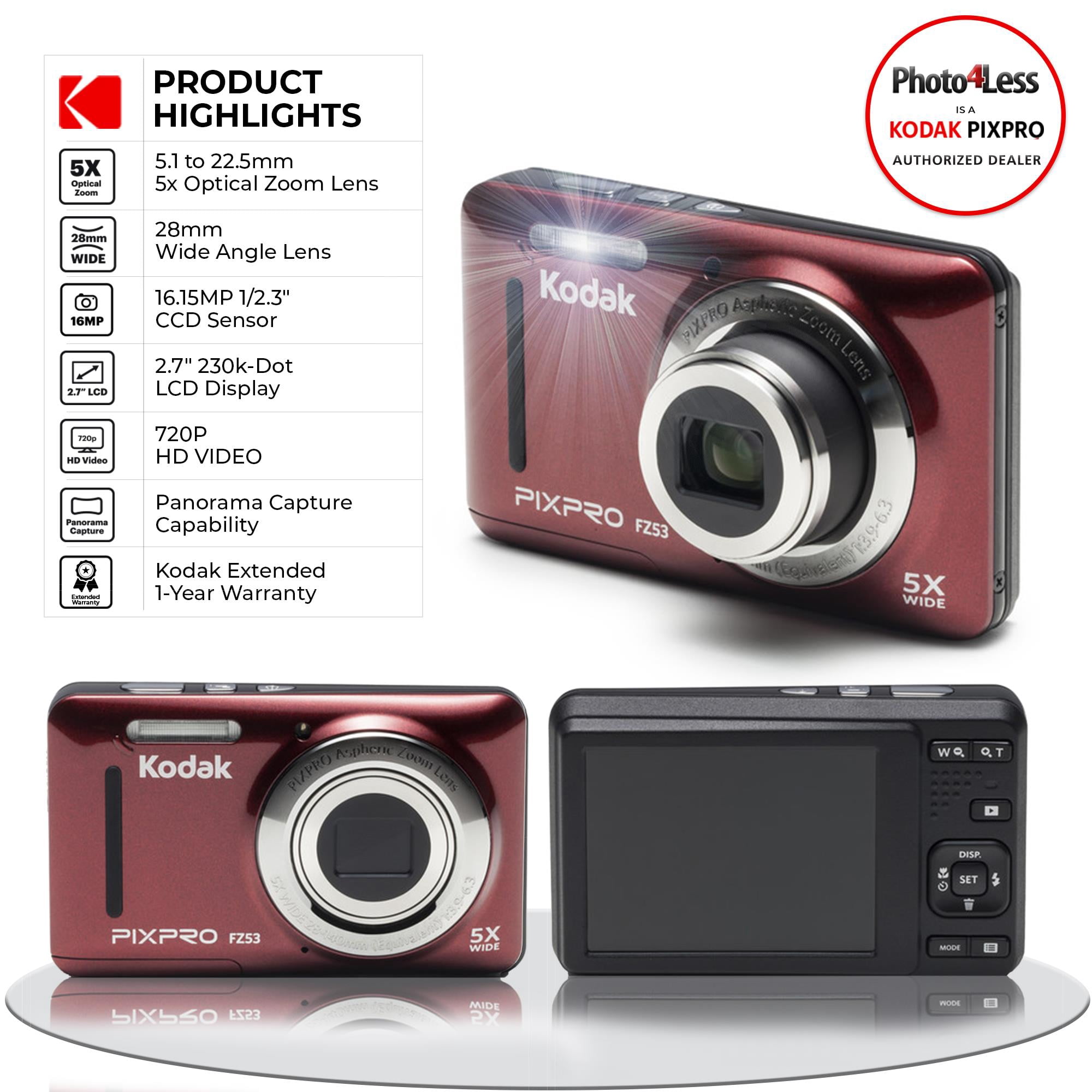 Kodak PIXPRO FZ53 Digital Camera (Red) + 32GB Card + Case + 