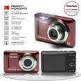thumbnail image 3 of Kodak PIXPRO FZ53 Digital Camera (Red) + 32GB Card + Case + Monopod - Full Kit!, 3 of 4