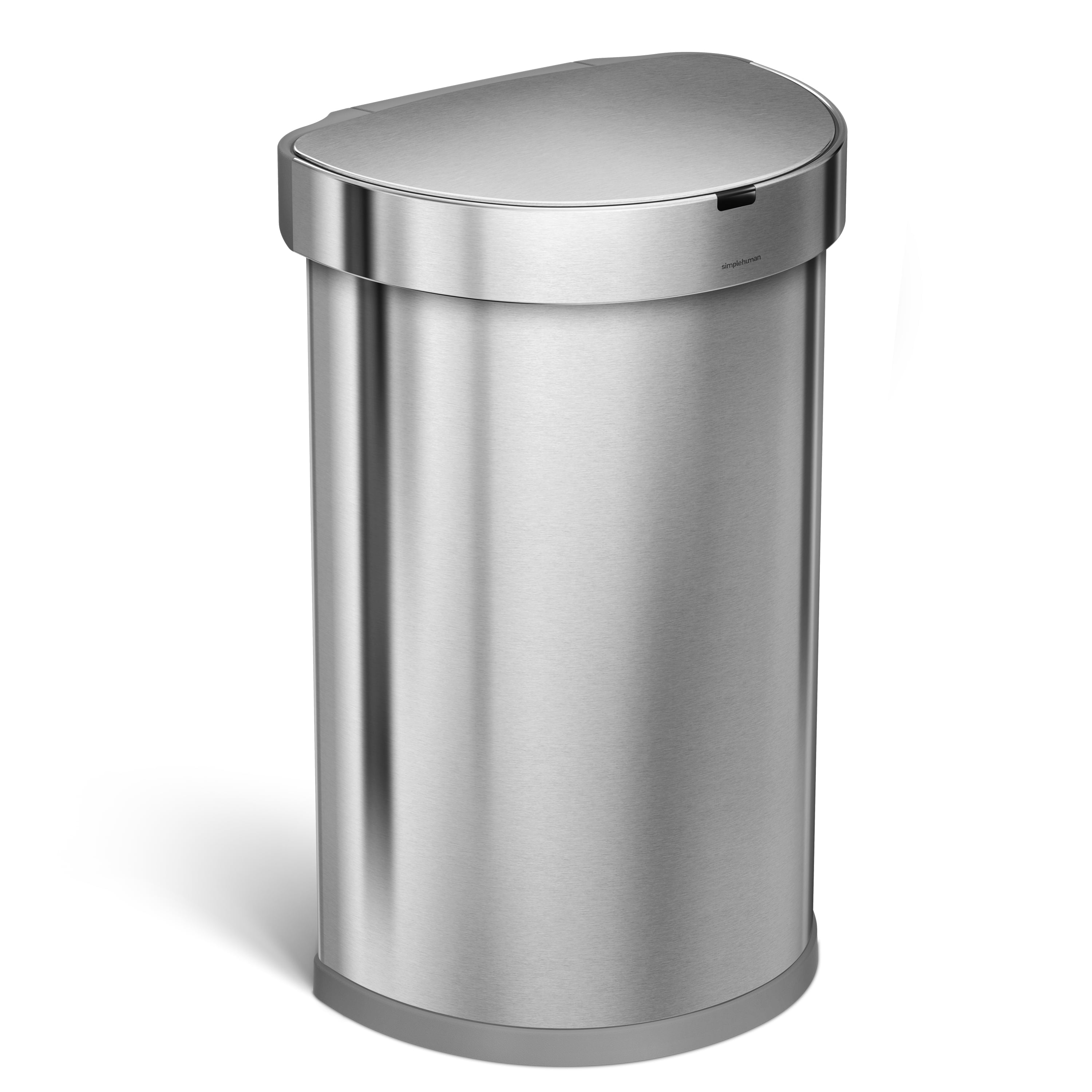 simplehuman 60L/16G Semi-Round Kitchen Trash Can, Hands-Free, Soft