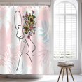 thumbnail image 3 of Abstract Woman Shower Curtain Minimalist Aesthetic Art Boho Shower Curtain Pink Mid Century Modern Floral Leaf Bathroom Decor with 12 Hooks 72x72 inches, 3 of 5