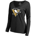 thumbnail image 2 of Women's Bryan Rust Black Pittsburgh Penguins Backer Name & Number Long Sleeve V-Neck T-Shirt, 2 of 3