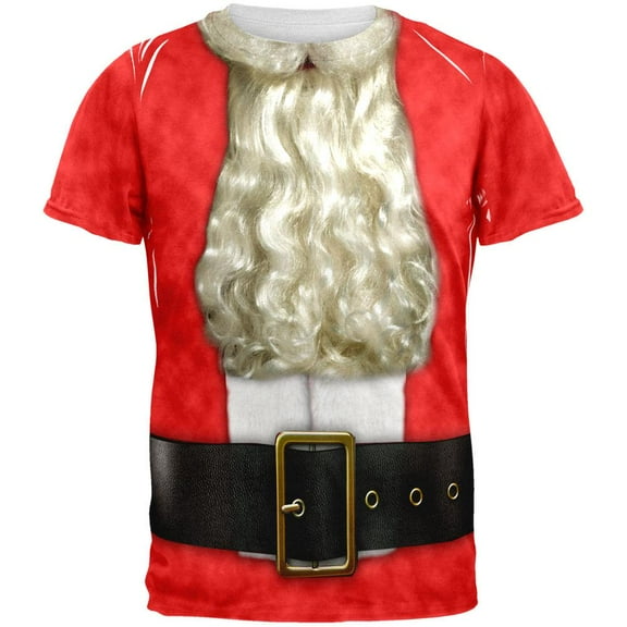 Christmas Bearded Santa Costume All Over Adult T-Shirt - Medium