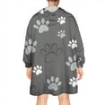 thumbnail image 2 of Grey Dog Paw Footprint Wearable Oversized Blanket,Wearable Blanket Hoodie for Adults,Cozy Hooded Blankets with Super Pockets,Super Warm Fuzzy Pullover for Women & Men, 2 of 6
