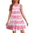 thumbnail image 3 of Girls' Summer Dress Kids 2025 Sleeveless Tie-Dye A-Line Dress Soft Summer Casual Swing Dress for Kids ,Sie:120, 3 of 7