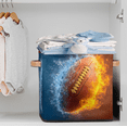 thumbnail image 2 of CURLYOOT Ice Fire Collision Rugby Cube Storage Bin, 13 x 13 x 13 Storage Cube Bins for Organizing, Fabric Foldable Baskets with Handles for Closet, Shelves, Clothes, 2 of 7