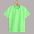 thumbnail image 2 of Splozh Girls Oversized T Shirts 1-12 Years Solid Color Plain Summer Short Sleeve Cute Cotton Tops Girls Short Sleeve Tops Light Green,8-9 Years, 2 of 4