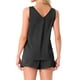 thumbnail image 3 of Conjunto de pijama de 2 piezas de tank top de satén y shorts con frente plisado para mujer INSPIRE CHIC, talla XS, color negro, 3 of 5