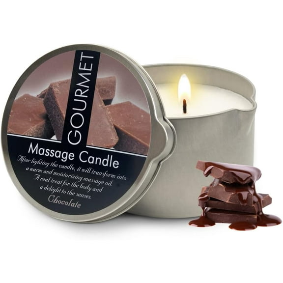 GOURMET COLLECTION Chocolate Scent Massage Oil Candle for Couples, Natural & Vegan (6.76oz)